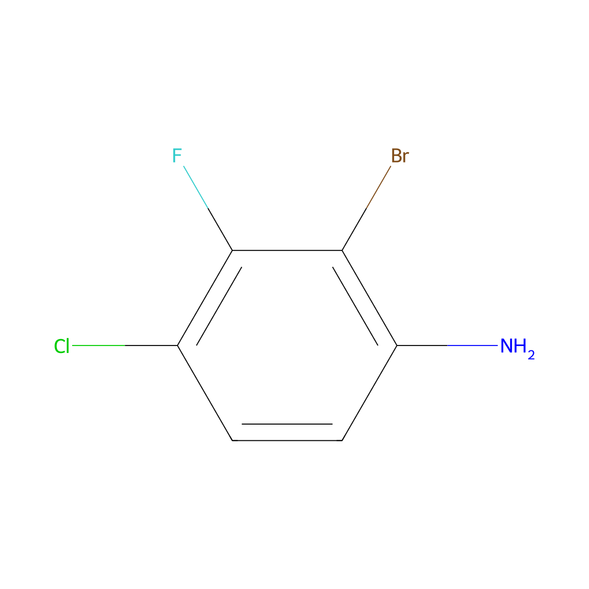 2-Bromo-4-chloro-3-fluoroaniline molecular structure, CAS 1253889-54-1