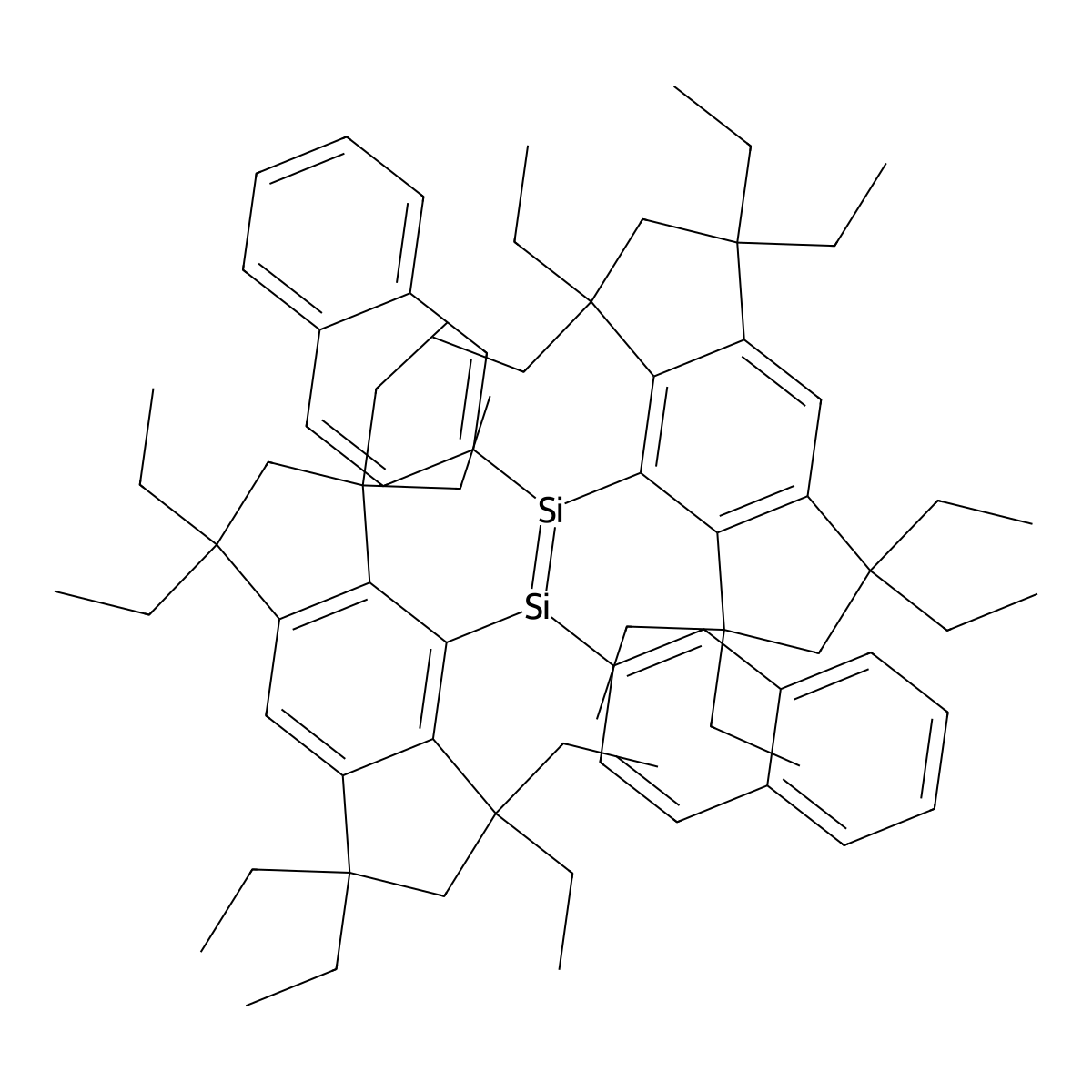 (E)-1,2-Bis(2-naphthyl)-1,2-bis(1,1,3,3,5,5,7,7-octaethyl-1,2,3,5,6,7-hexahydro-s-indacen-4-yl)disilene molecular structure, CAS 1253900-41-2