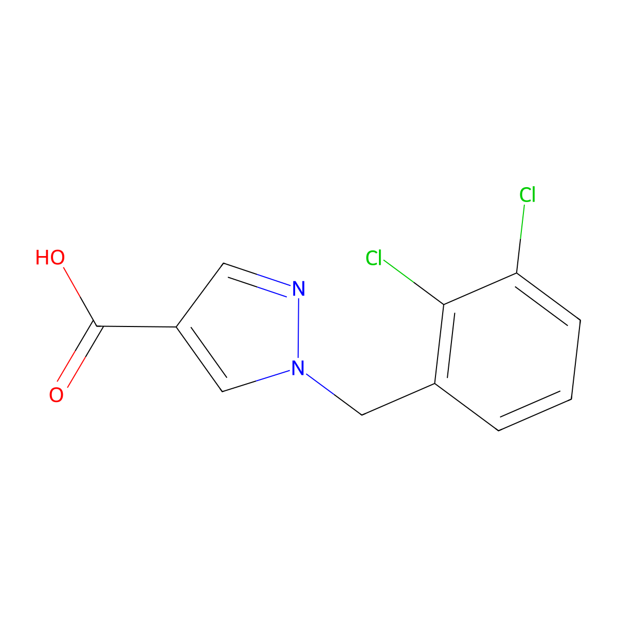 1-(2,3-dichlorobenzyl)-1H-pyrazole-4-carboxylic acid molecular structure, CAS 1253906-22-7