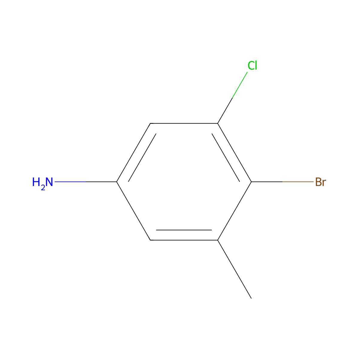 4-Bromo-3-chloro-5-methylaniline molecular structure, CAS 1253907-90-2