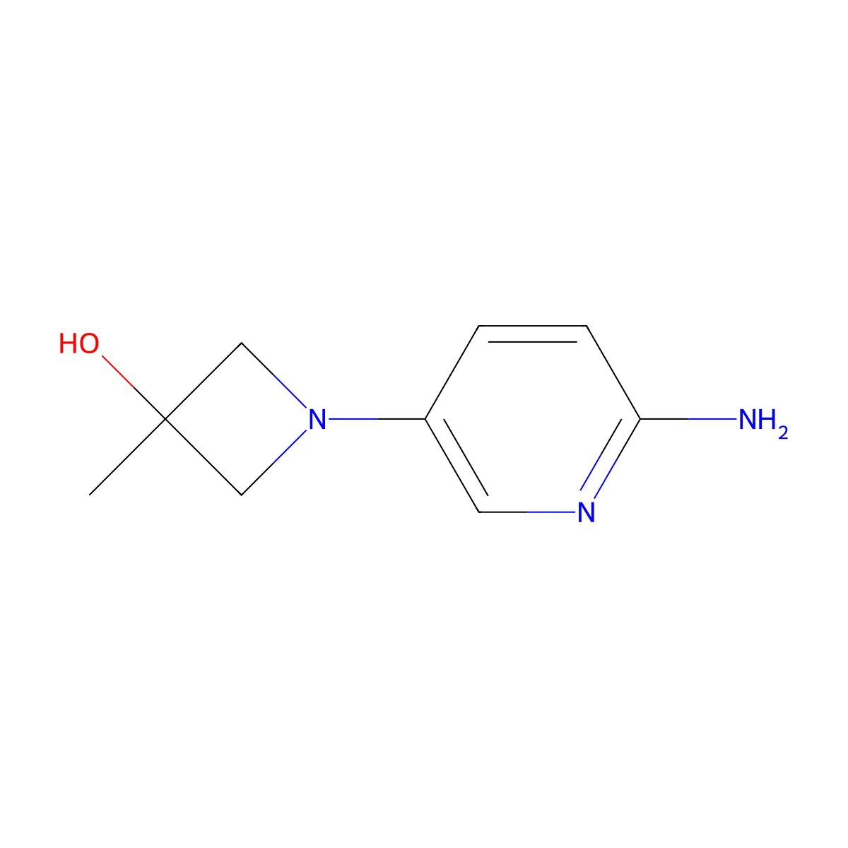 1-(6-Aminopyridin-3-yl)-3-methylazetidin-3-ol molecular structure, CAS 1253911-28-2