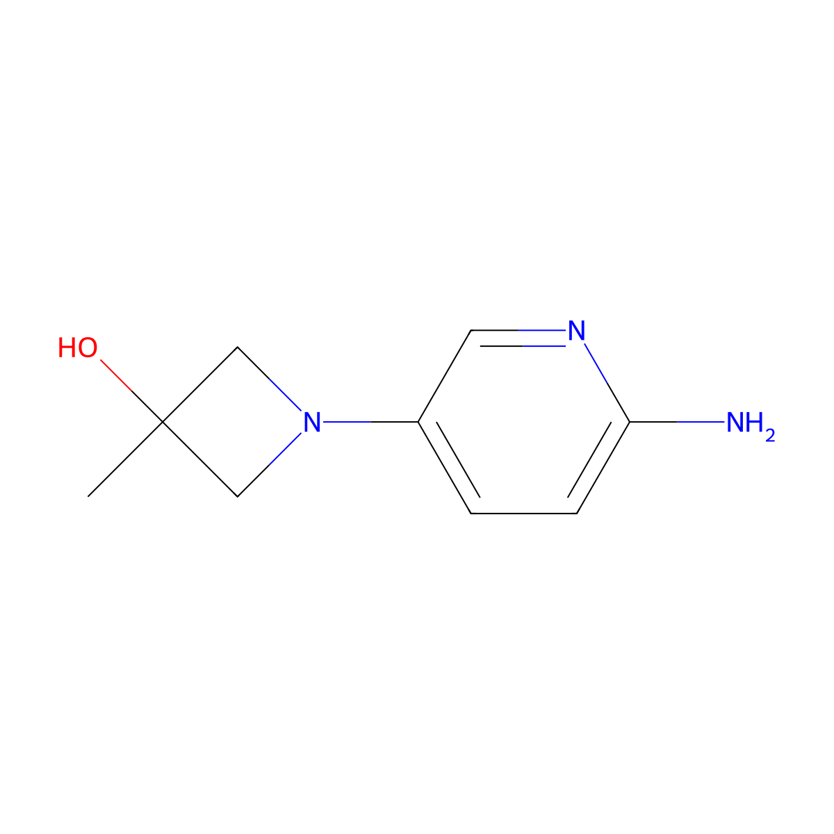 1-(6-Aminopyridin-3-yl)-3-methylazetidin-3-ol molecular structure, CAS 1253911-28-2