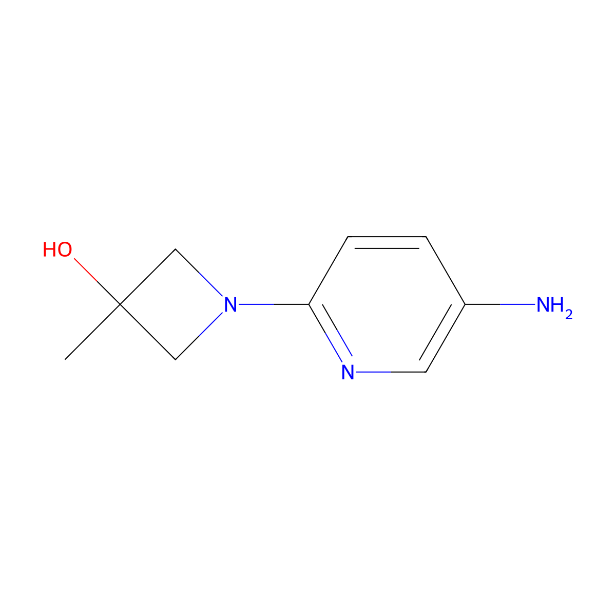 1-(5-Aminopyridin-2-yl)-3-methylazetidin-3-ol molecular structure, CAS 1253911-60-2