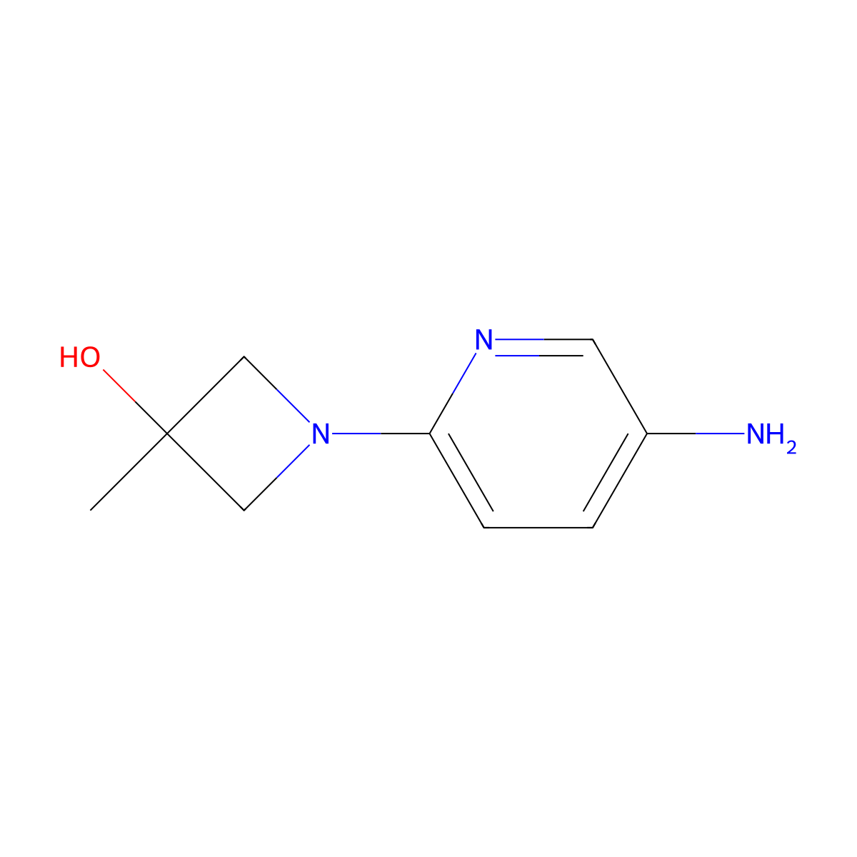 1-(5-Aminopyridin-2-yl)-3-methylazetidin-3-ol molecular structure, CAS 1253911-60-2