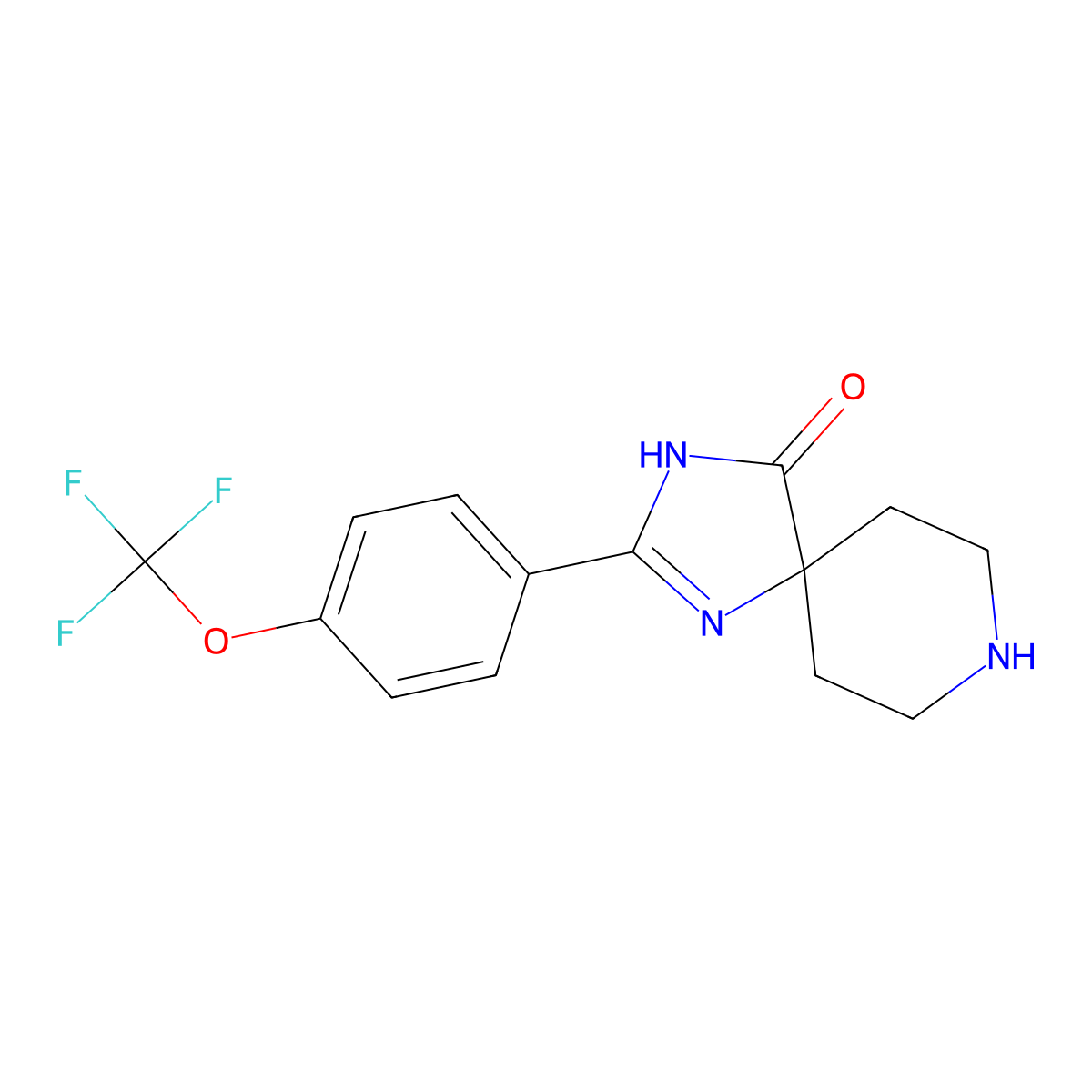 2-(4-(Trifluoromethoxy)phenyl)-1,3,8-triazaspiro[4.5]dec-1-en-4-one molecular structure, CAS 1253924-71-8
