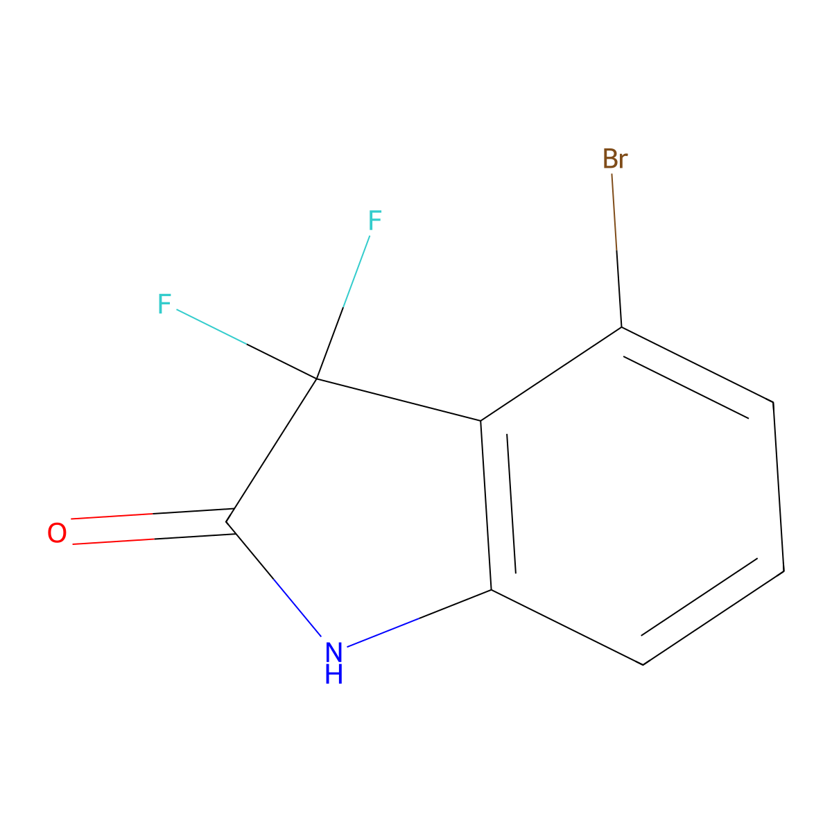 4-Bromo-3,3-difluoro-1,3-dihydro-2H-indol-2-one molecular structure, CAS 1253926-18-9