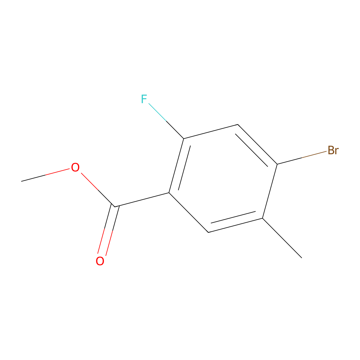 Methyl 4-bromo-2-fluoro-5-methylbenzoate molecular structure, CAS 1253927-05-7