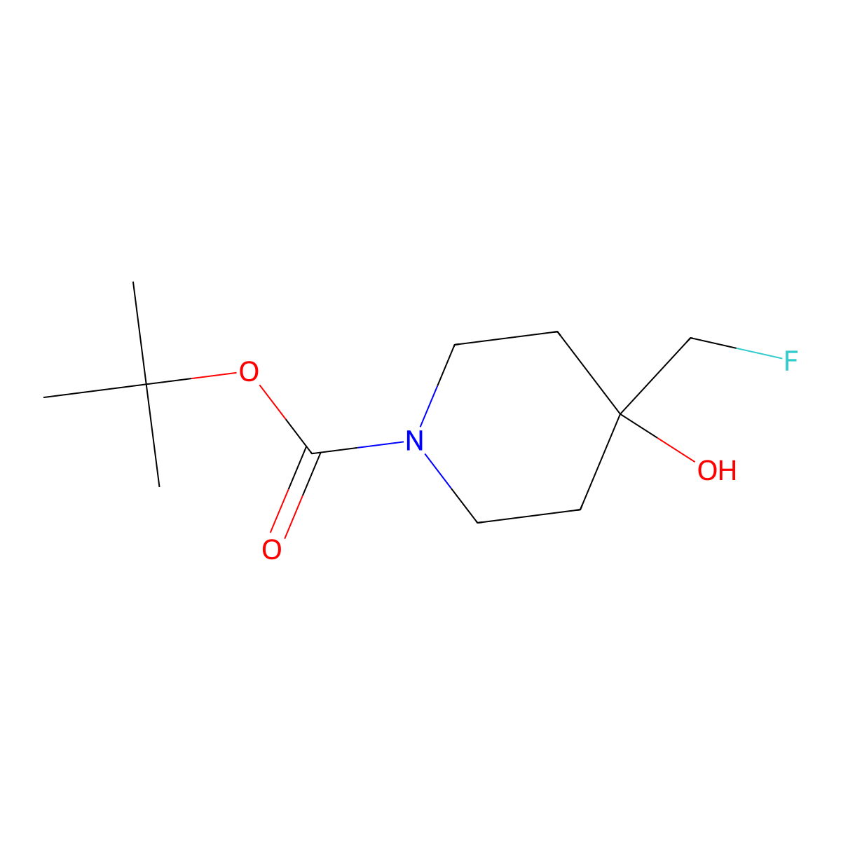 Tert-butyl 4-(fluoromethyl)-4-hydroxypiperidine-1-carboxylate molecular structure, CAS 1253929-32-6