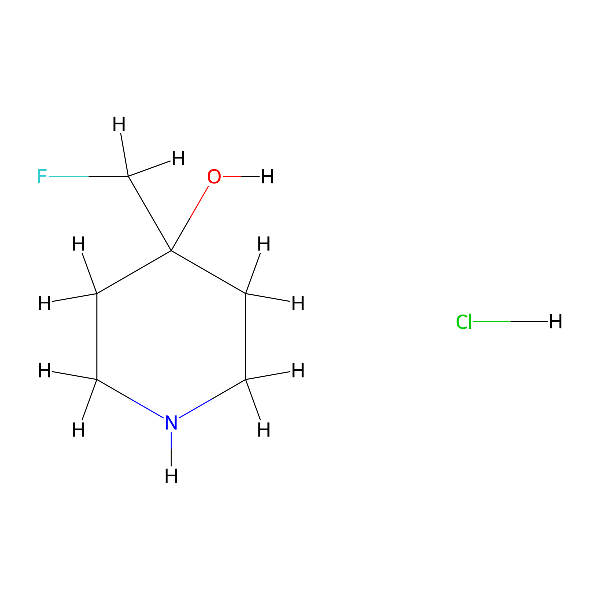 4-(Fluoromethyl)piperidin-4-OL hydrochloride molecular structure, CAS 1253929-33-7