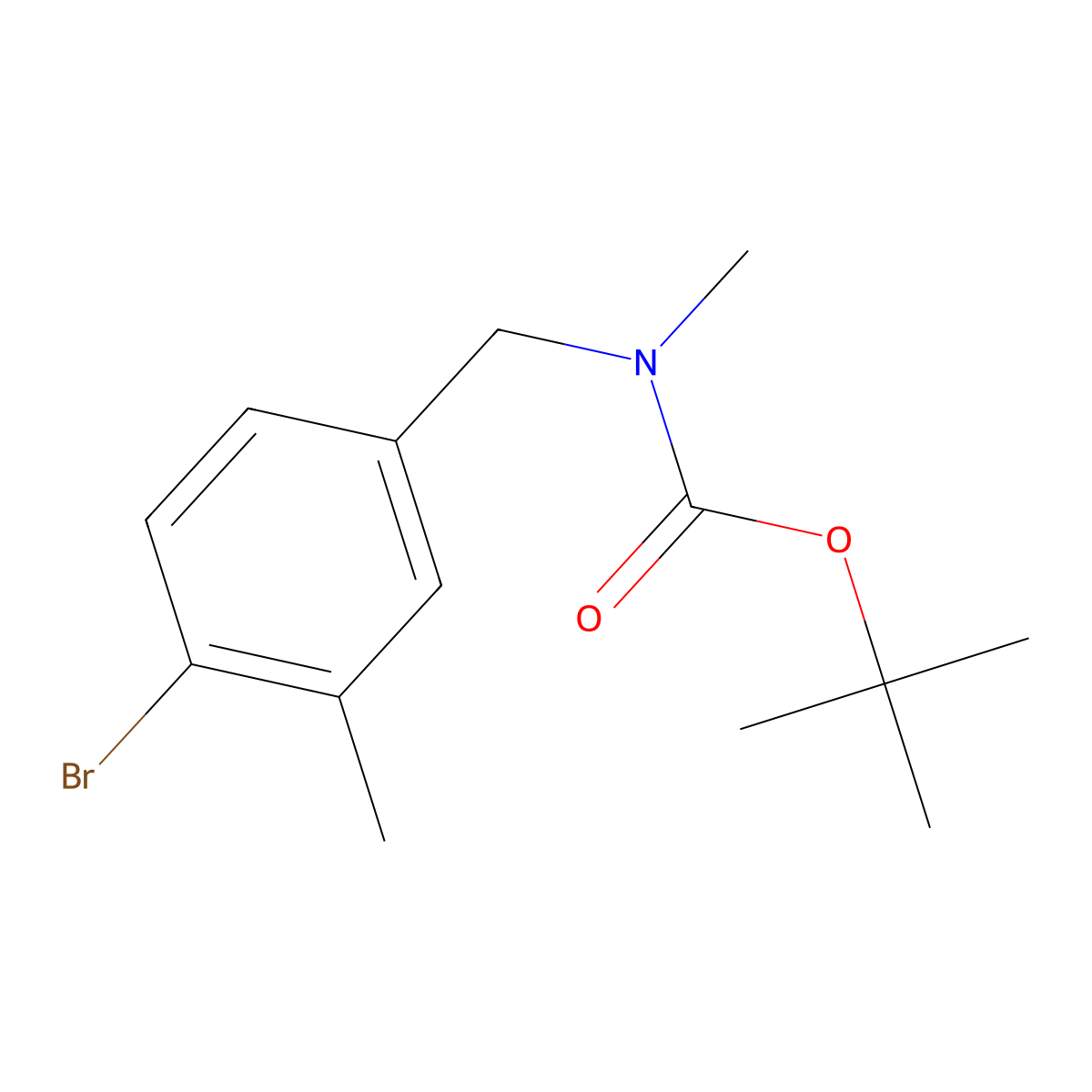 tert-butyl N-[(4-bromo-3-methylphenyl)methyl]-N-methylcarbamate molecular structure, CAS 1253929-59-7