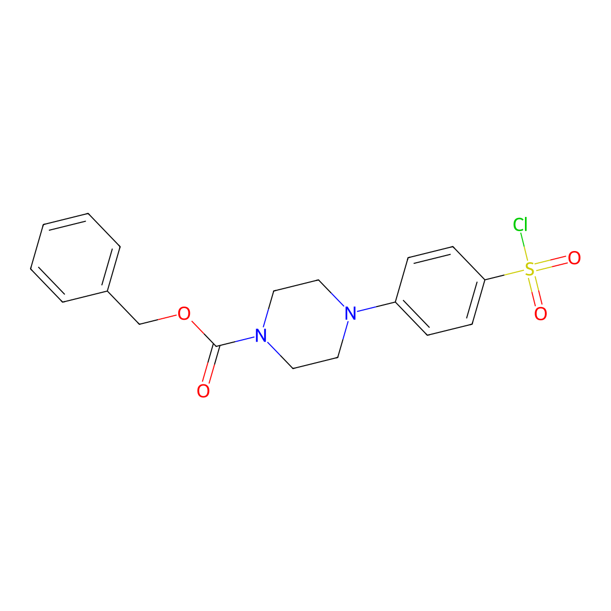 Benzyl 4-(4-(chlorosulfonyl)phenyl)piperazine-1-carboxylate molecular structure, CAS 125393-31-9