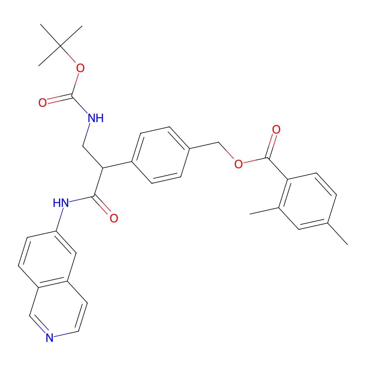 4-(3-((tert-Butoxycarbonyl)amino)-1-(isoquinolin-6-ylamino)-1-oxopropan-2-yl)benzyl 2,4-dimethylbenzoate molecular structure, CAS 1253955-17-7