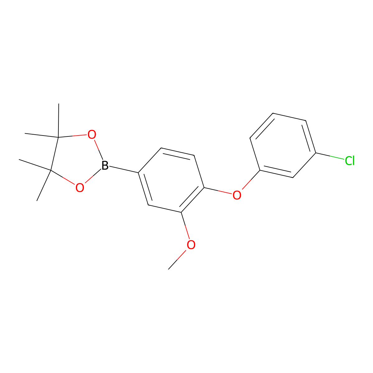 2-(4-(3-Chlorophenoxy)-3-methoxyphenyl)-4,4,5,5-tetramethyl-1,3,2-dioxaborolane molecular structure, CAS 1253962-12-7