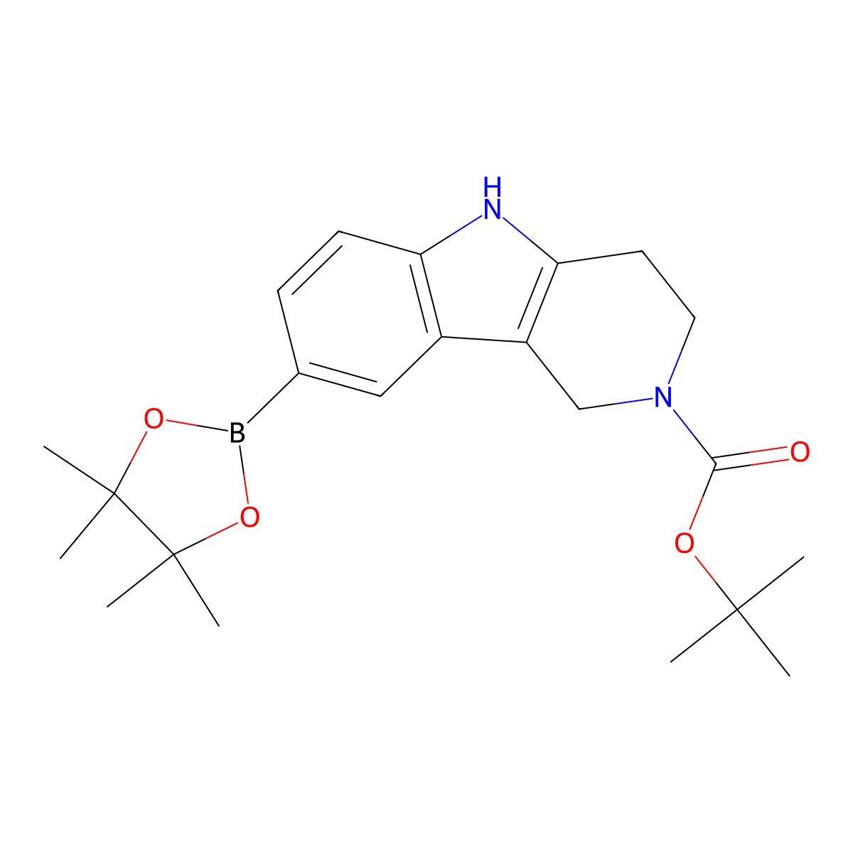 tert-Butyl 8-(4,4,5,5-tetramethyl-1,3,2-dioxaborolan-2-yl)-3,4-dihydro-1H-pyrido[4,3-b]indole-2(5H)-carboxylate molecular structure, CAS 1253968-35-2