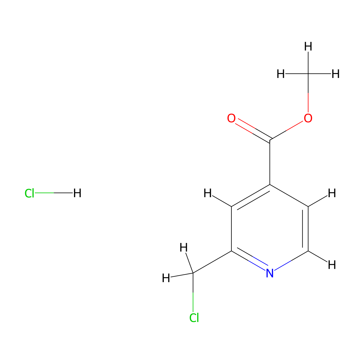 Methyl 2-(chloromethyl)isonicotinate hydrochloride molecular structure, CAS 125398-17-6