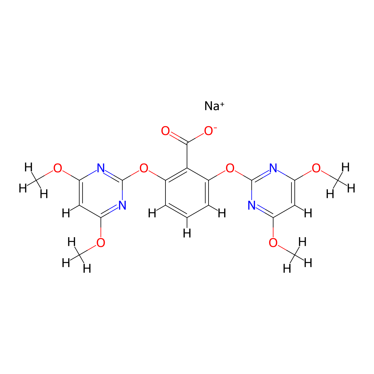 Bispyribac-sodium molecular structure, CAS 125401-92-5