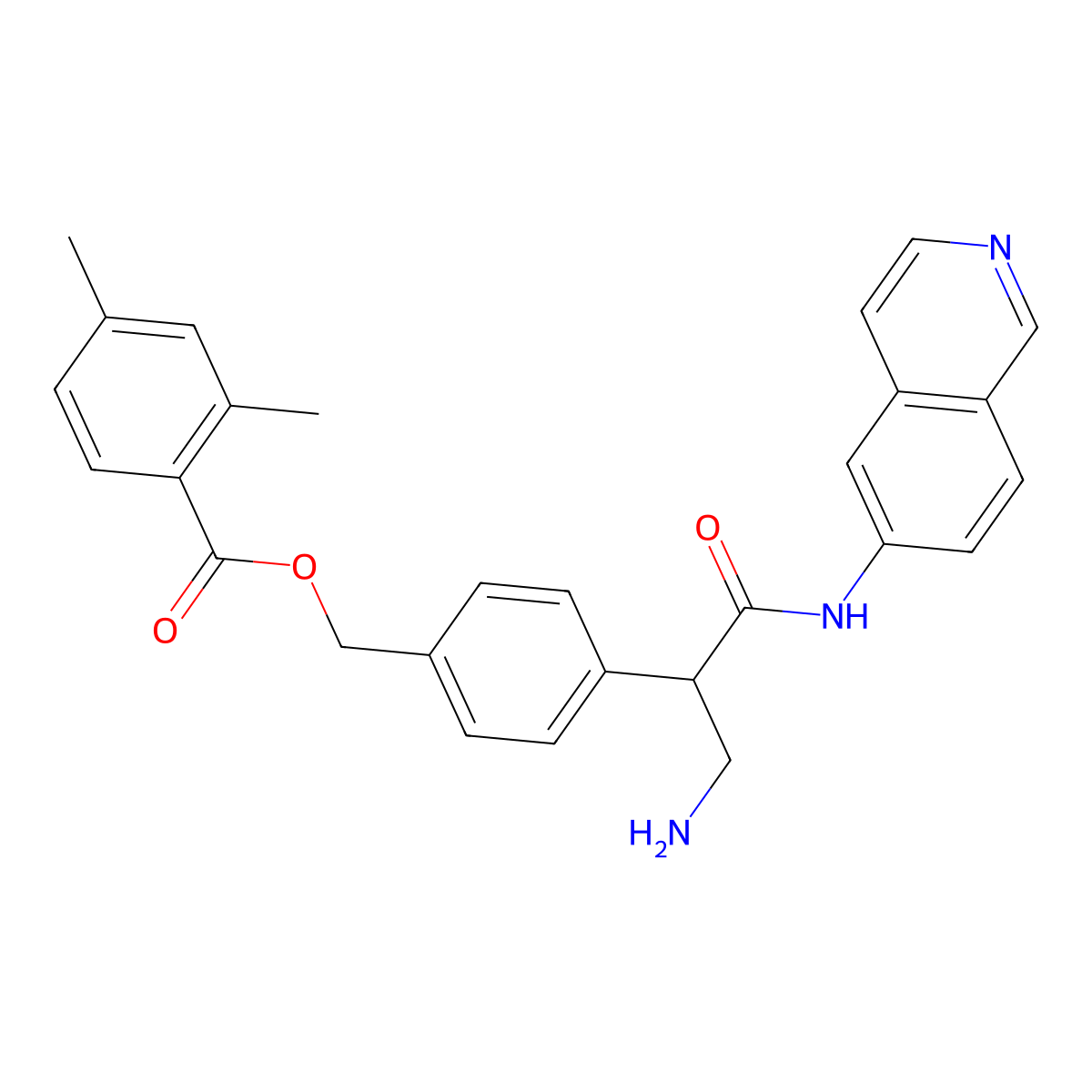(R)-4-(3-amino-1-(isoquinolin-6-ylamino)-1-oxopropan-2-yl)benzyl 2,4-dimethylbenzoate, methanesulfonic acid (1:2) molecular structure, CAS 1254032-67-1