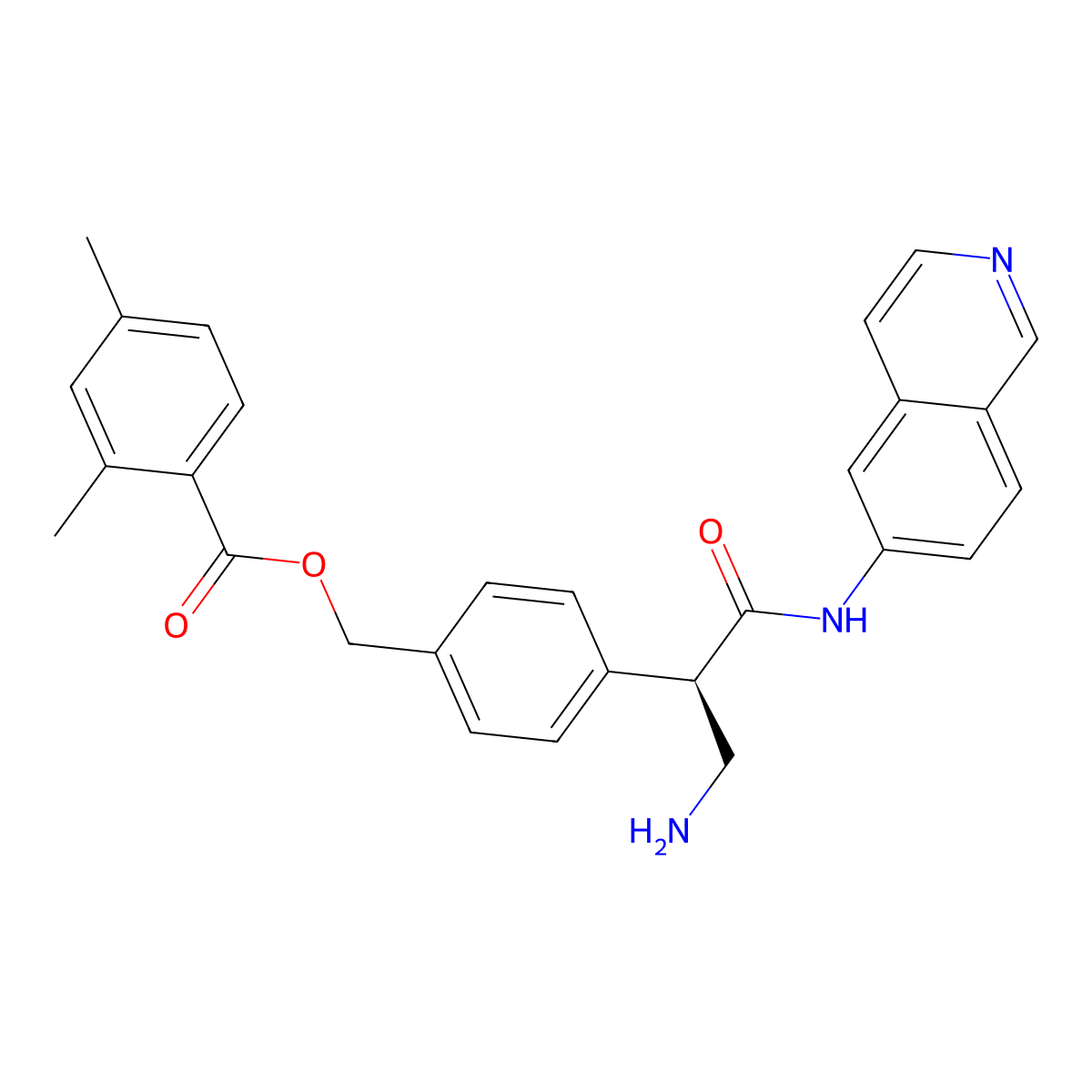 (R)-4-(3-amino-1-(isoquinolin-6-ylamino)-1-oxopropan-2-yl)benzyl 2,4-dimethylbenzoate, methanesulfonic acid (1:2) molecular structure, CAS 1254032-67-1
