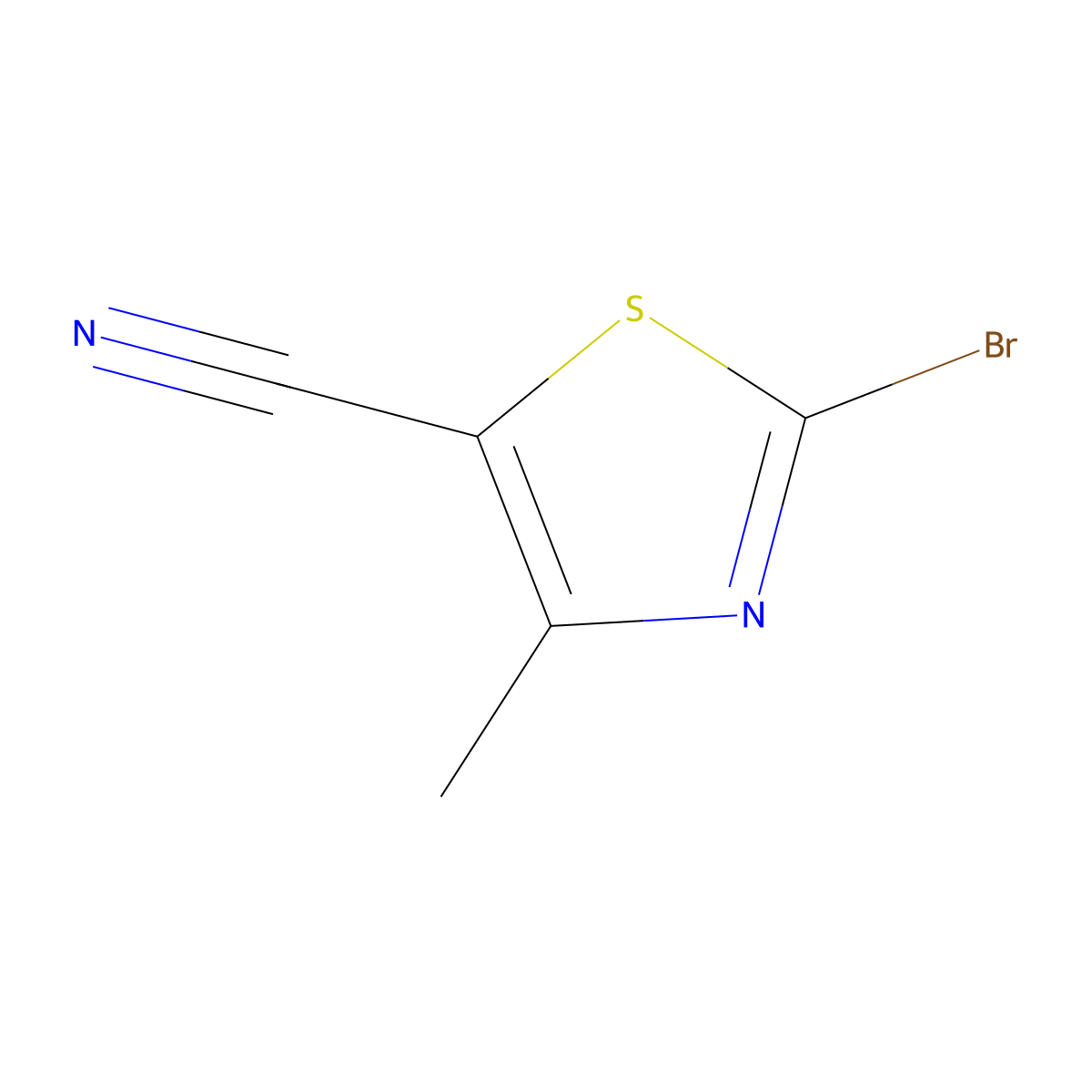2-Bromo-4-methyl-1,3-thiazole-5-carbonitrile molecular structure, CAS 1254034-55-3