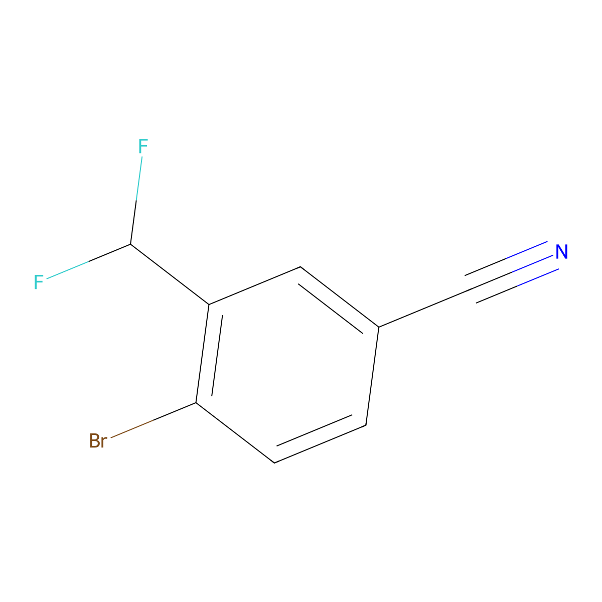 4-Bromo-3-(difluoromethyl)benzonitrile molecular structure, CAS 1254034-56-4