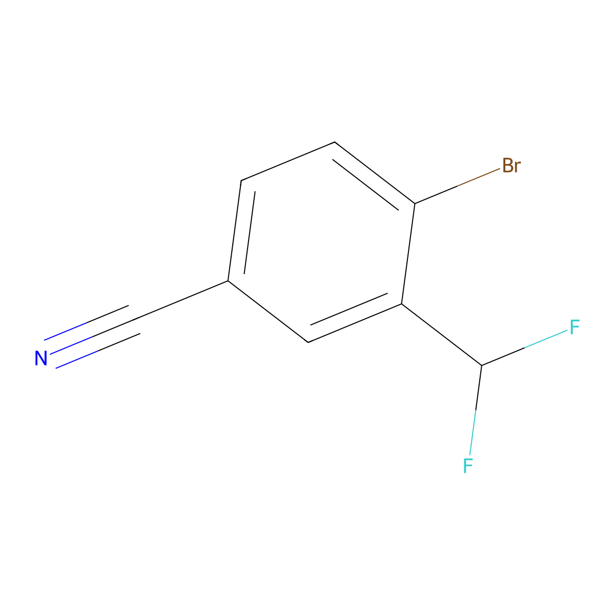 4-Bromo-3-(difluoromethyl)benzonitrile molecular structure, CAS 1254034-56-4