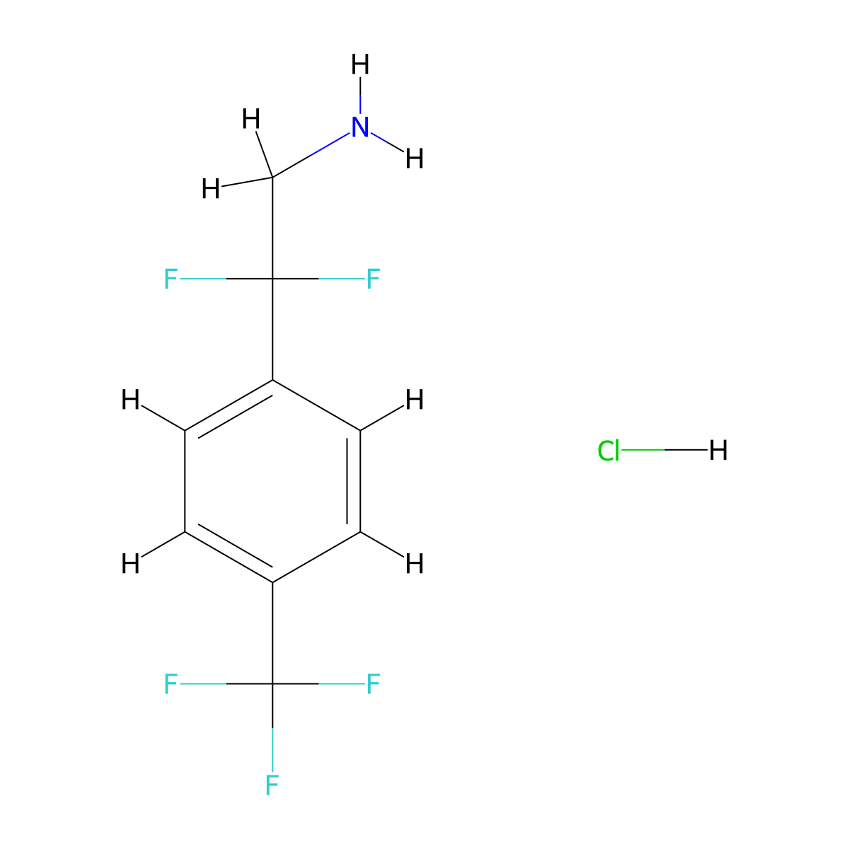 2,2-Difluoro-2-[4-(trifluoromethyl)phenyl]ethan-1-amine hydrochloride molecular structure, CAS 1254038-61-3