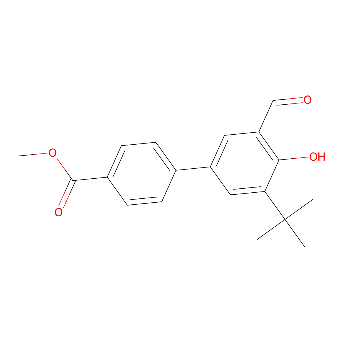 Methyl 3'-(tert-Butyl)-5'-formyl-4'-hydroxybiphenyl-4-carboxylate molecular structure, CAS 1254049-58-5