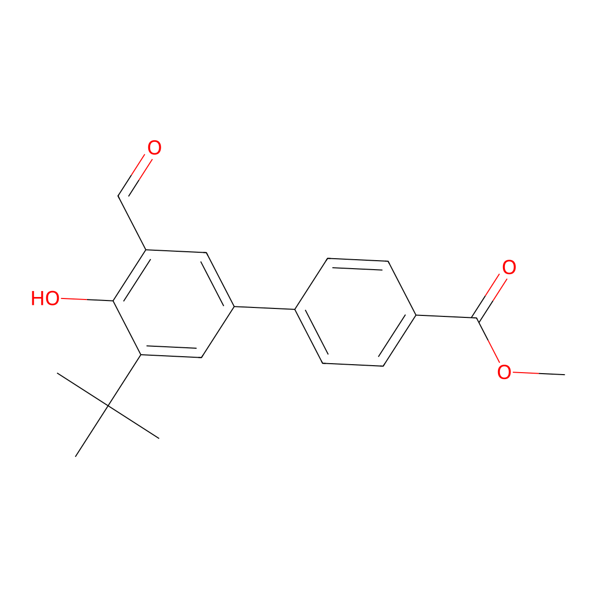 Methyl 3'-(tert-Butyl)-5'-formyl-4'-hydroxybiphenyl-4-carboxylate molecular structure, CAS 1254049-58-5