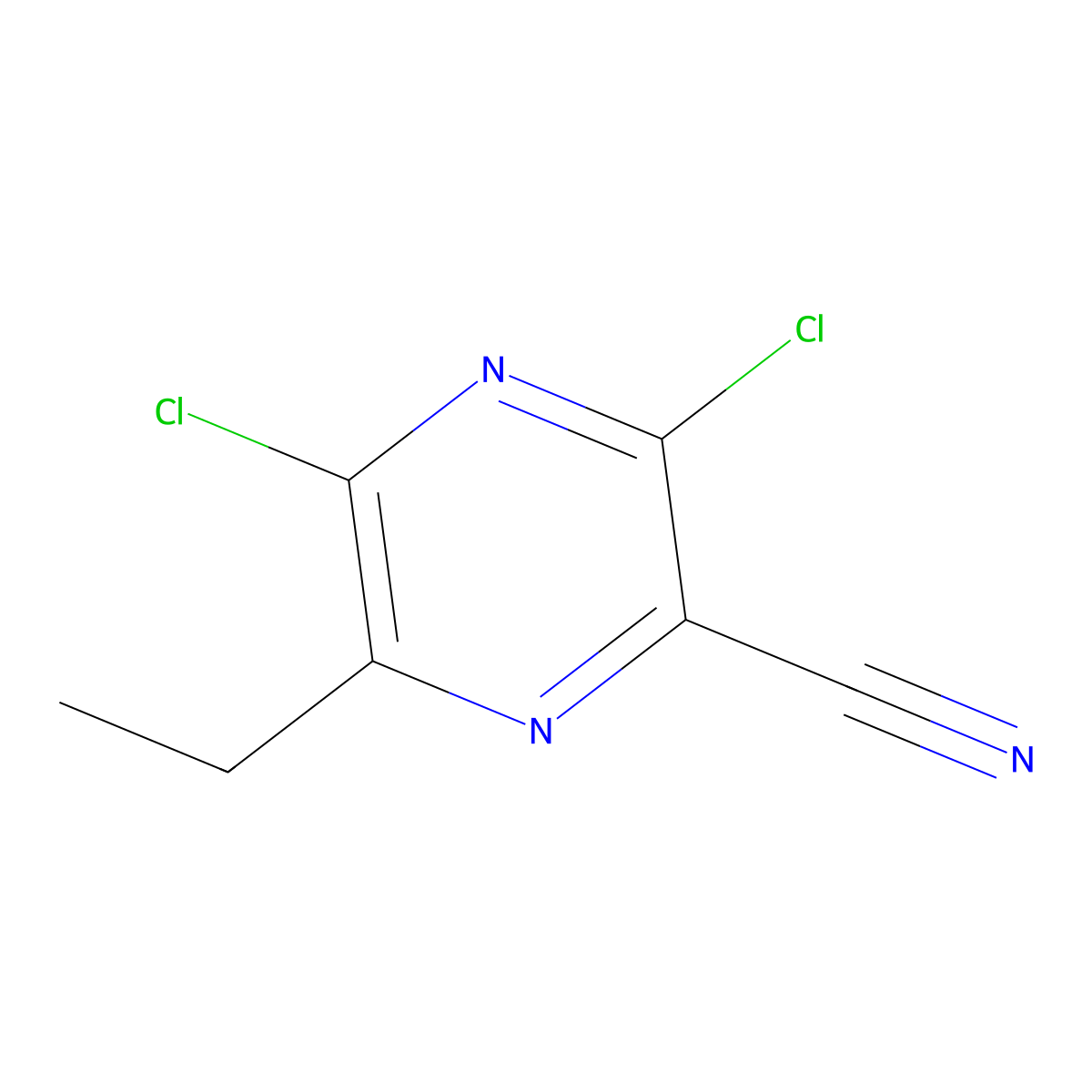 3,5-Dichloro-6-ethylpyrazine-2-carbonitrile molecular structure, CAS 1254055-46-3