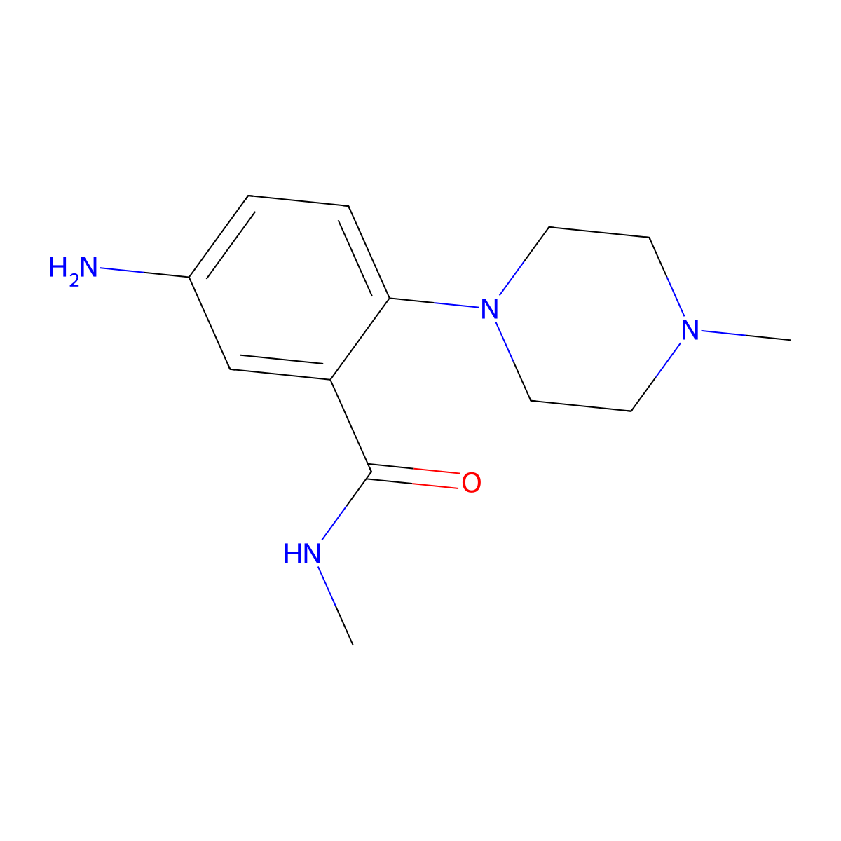 5-amino-N-methyl-2-(4-methylpiperazin-1-yl)benzamide molecular structure, CAS 1254056-93-3