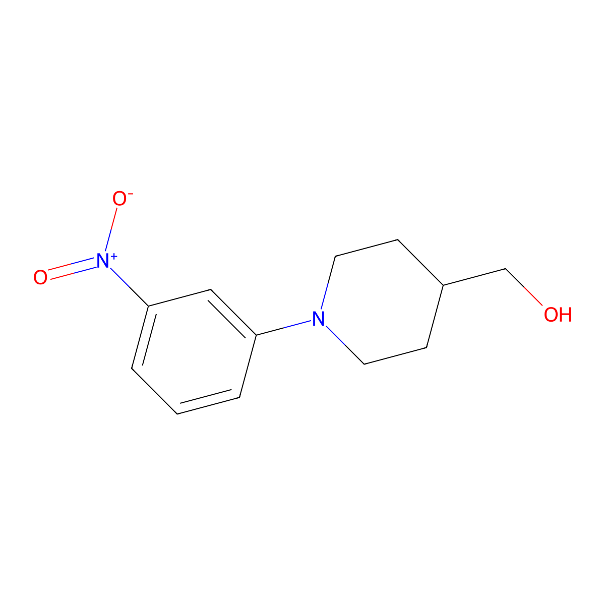 1-(3-Nitrophenyl)piperidine-4-methanol molecular structure, CAS 1254059-02-3