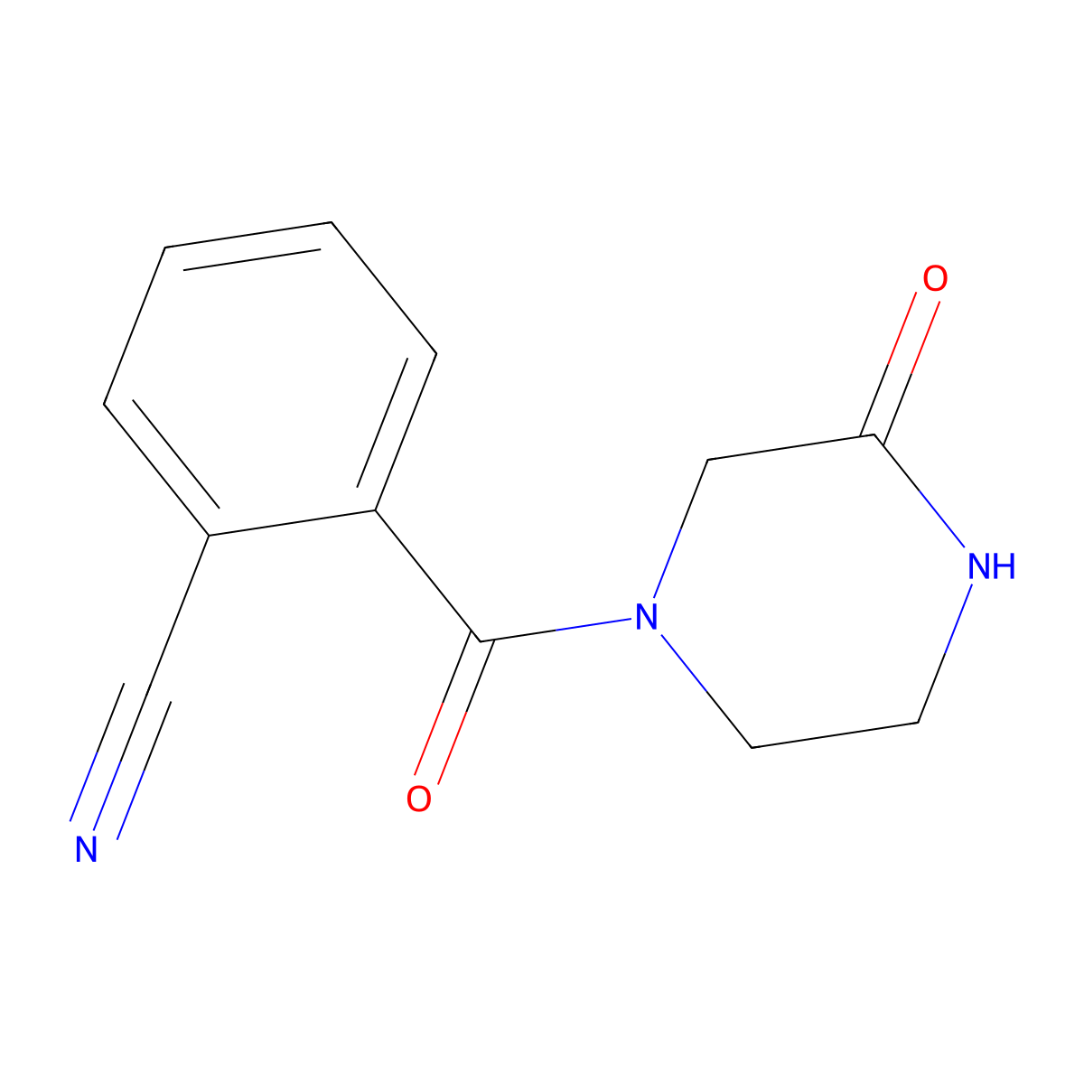 2-[(3-oxo-1-piperazinyl)carbonyl]Benzonitrile molecular structure, CAS 1254073-31-8