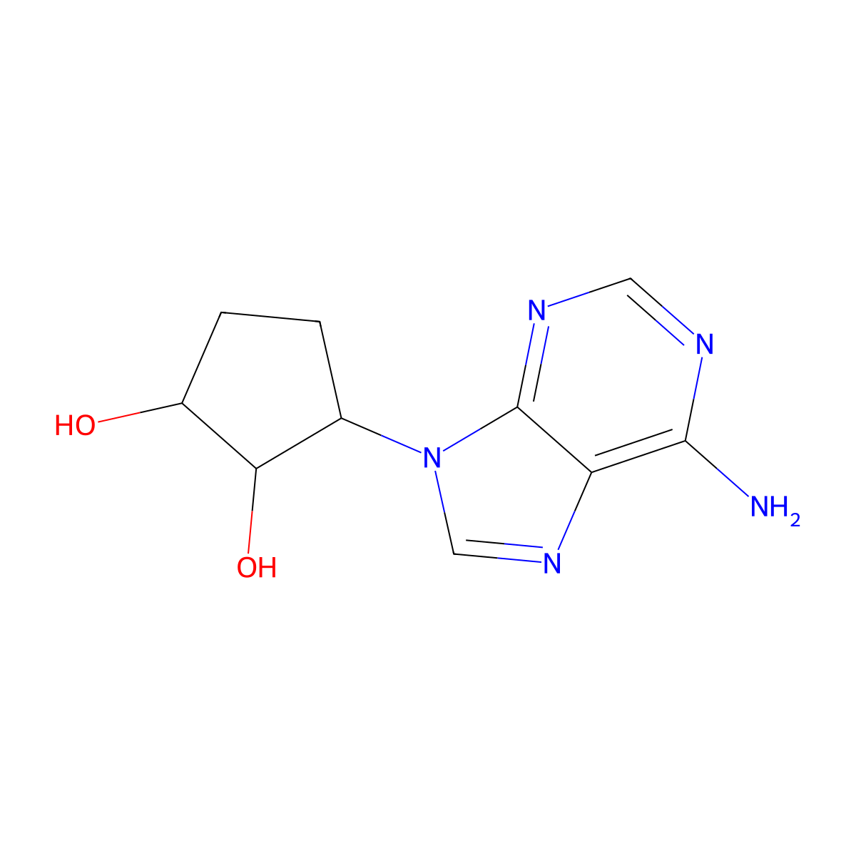 9-(2',3'-Dihydroxycyclopentan-1'-yl)adenine molecular structure, CAS 125409-63-4