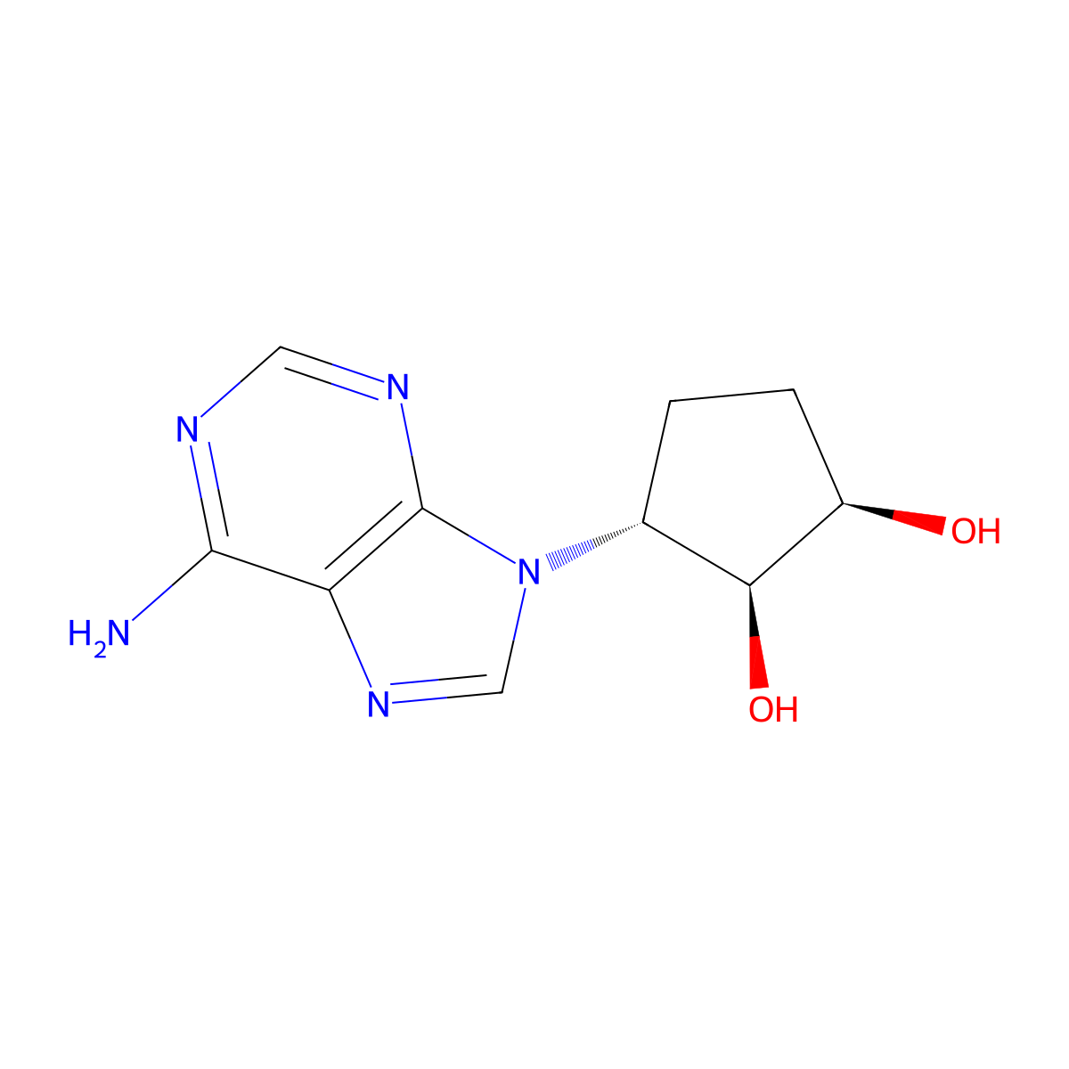 9-(2',3'-Dihydroxycyclopentan-1'-yl)adenine molecular structure, CAS 125409-63-4