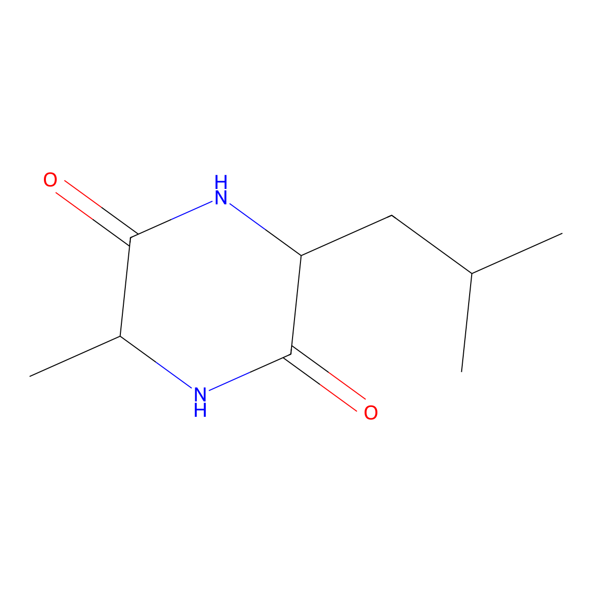 rac-(3R,6S)-3-methyl-6-(2-methylpropyl)piperazine-2,5-dione molecular structure, CAS 125410-18-6