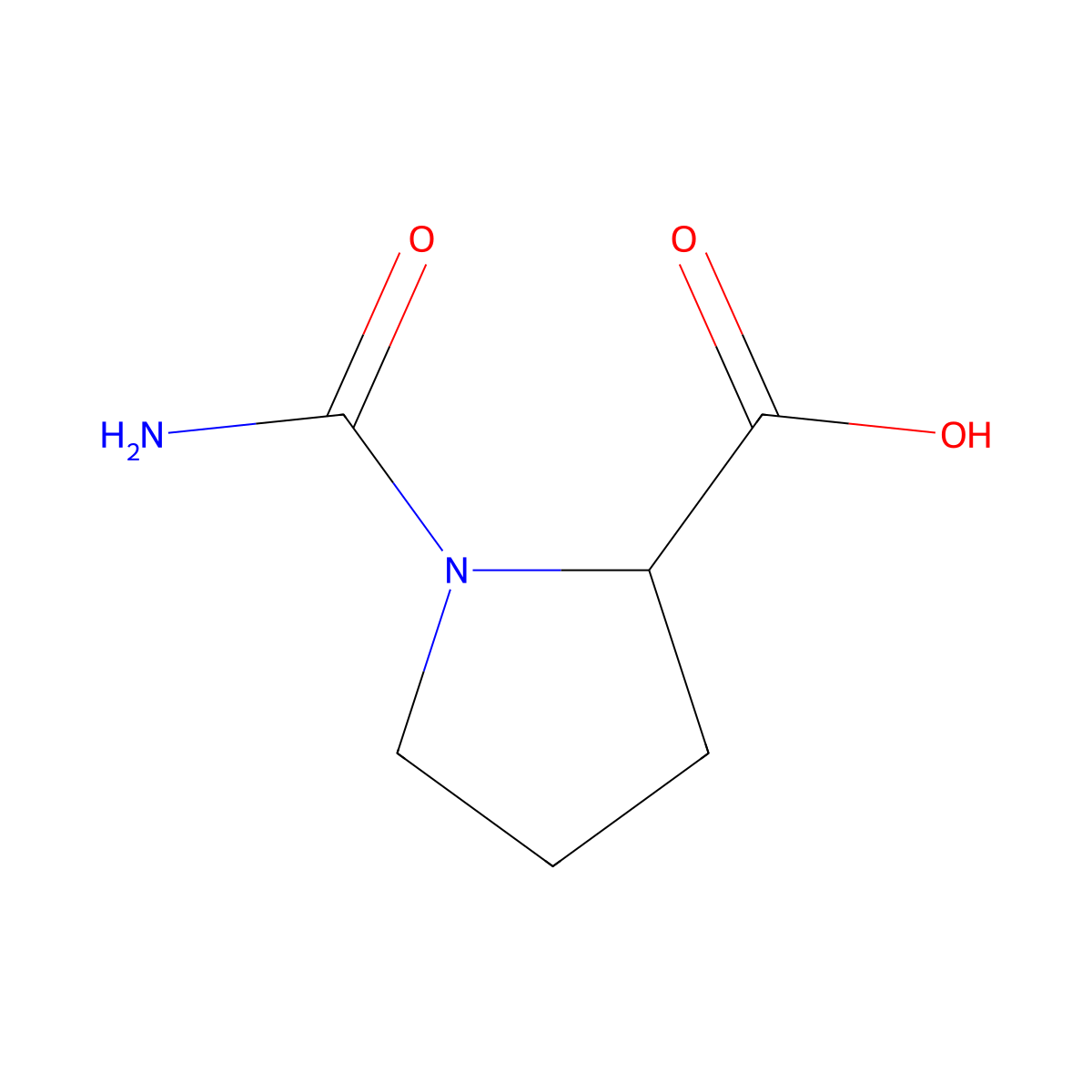 1-Carbamoylpyrrolidine-2-carboxylic acid molecular structure, CAS 125411-62-3