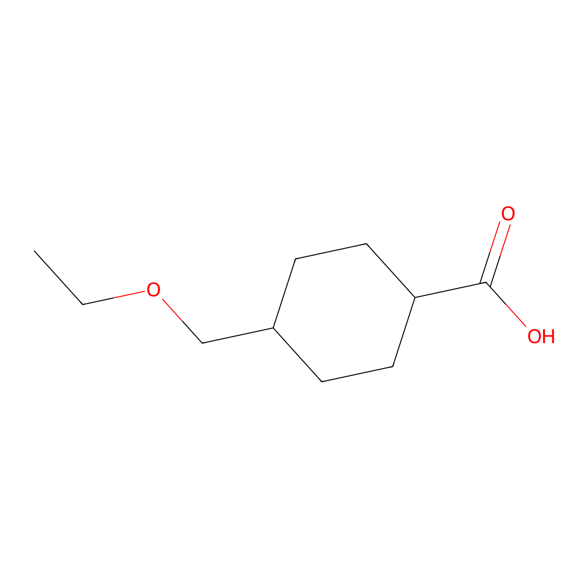 4-(Ethoxymethyl)cyclohexane-1-carboxylic acid molecular structure, CAS 1254114-34-5