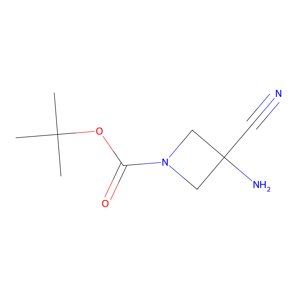 Tert-butyl 3-amino-3-cyanoazetidine-1-carboxylate molecular structure, CAS 1254120-12-1