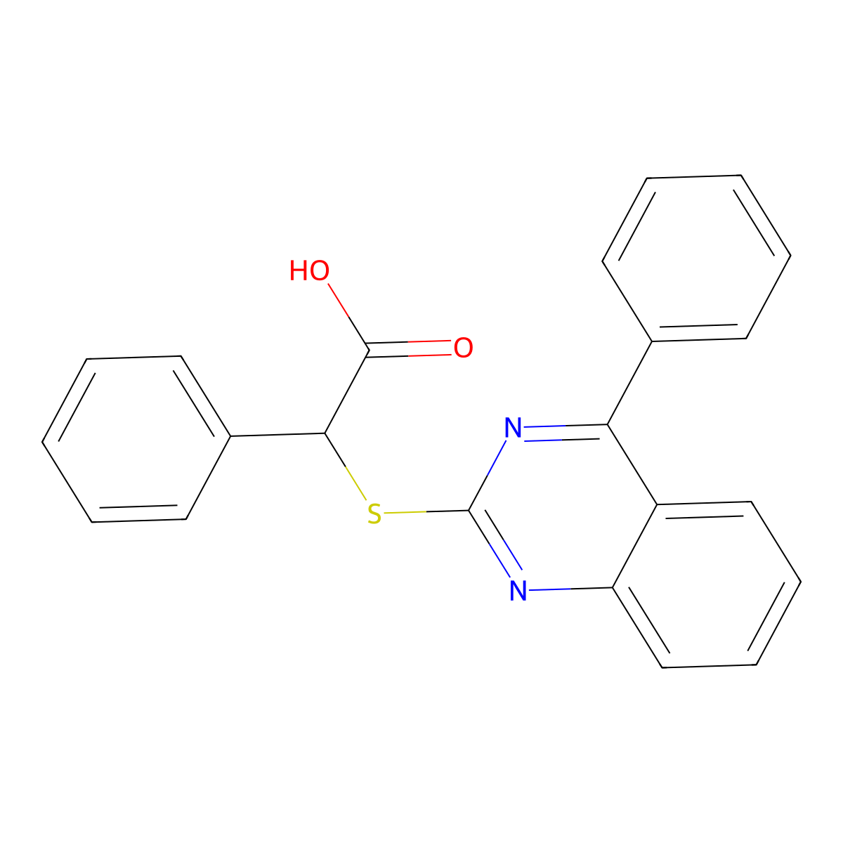 Phenyl[(4-phenylquinazolin-2-yl)sulfanyl]acetic acid molecular structure, CAS 125416-73-1