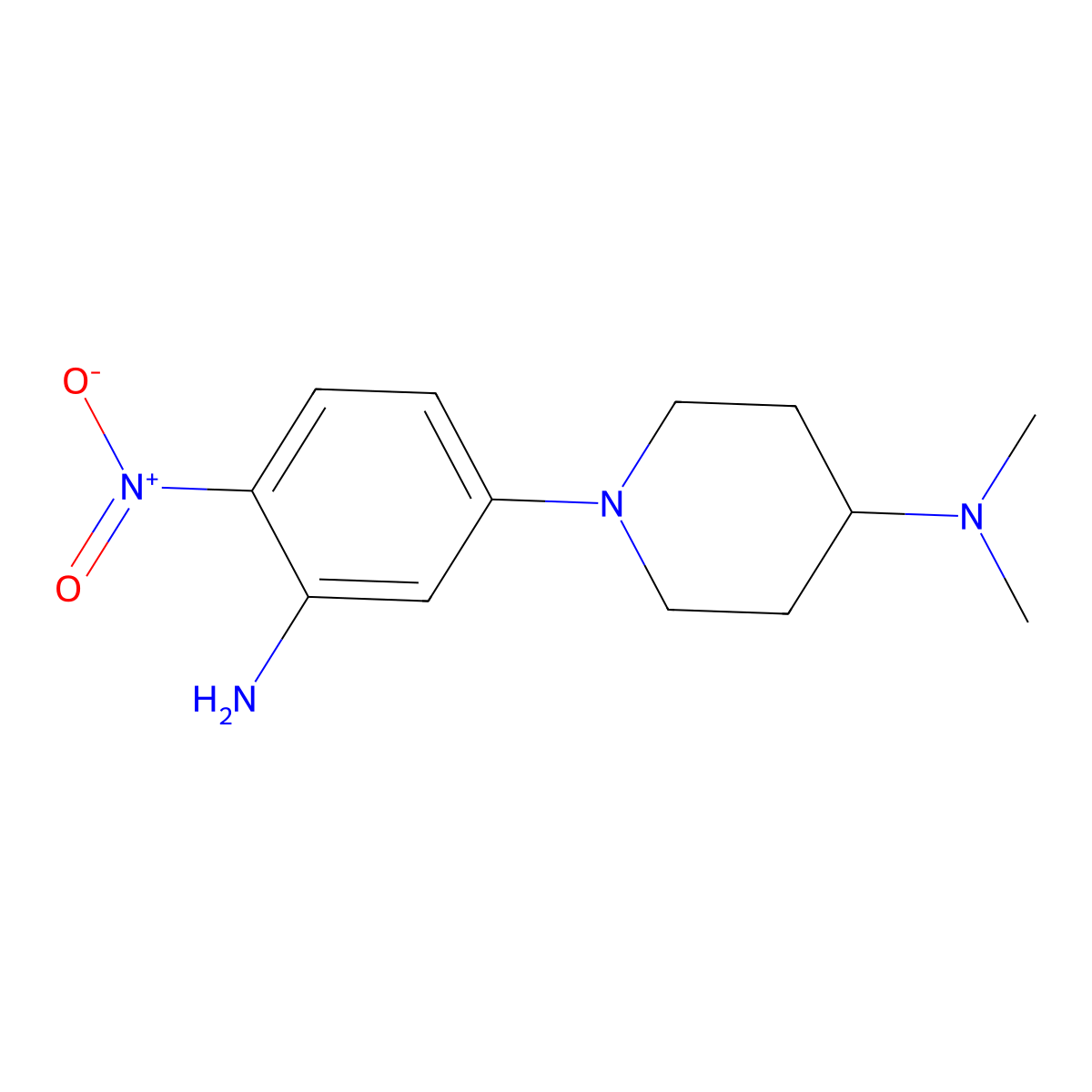 1-(3-amino-4-nitrophenyl)-N,N-dimethylpiperidin-4-amine molecular structure, CAS 1254163-15-9