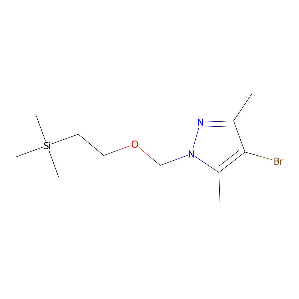 4-bromo-3,5-dimethyl-1-(2-trimethylsilanyl-ethoxymethyl)-1H-pyrazole molecular structure, CAS 1254163-34-2
