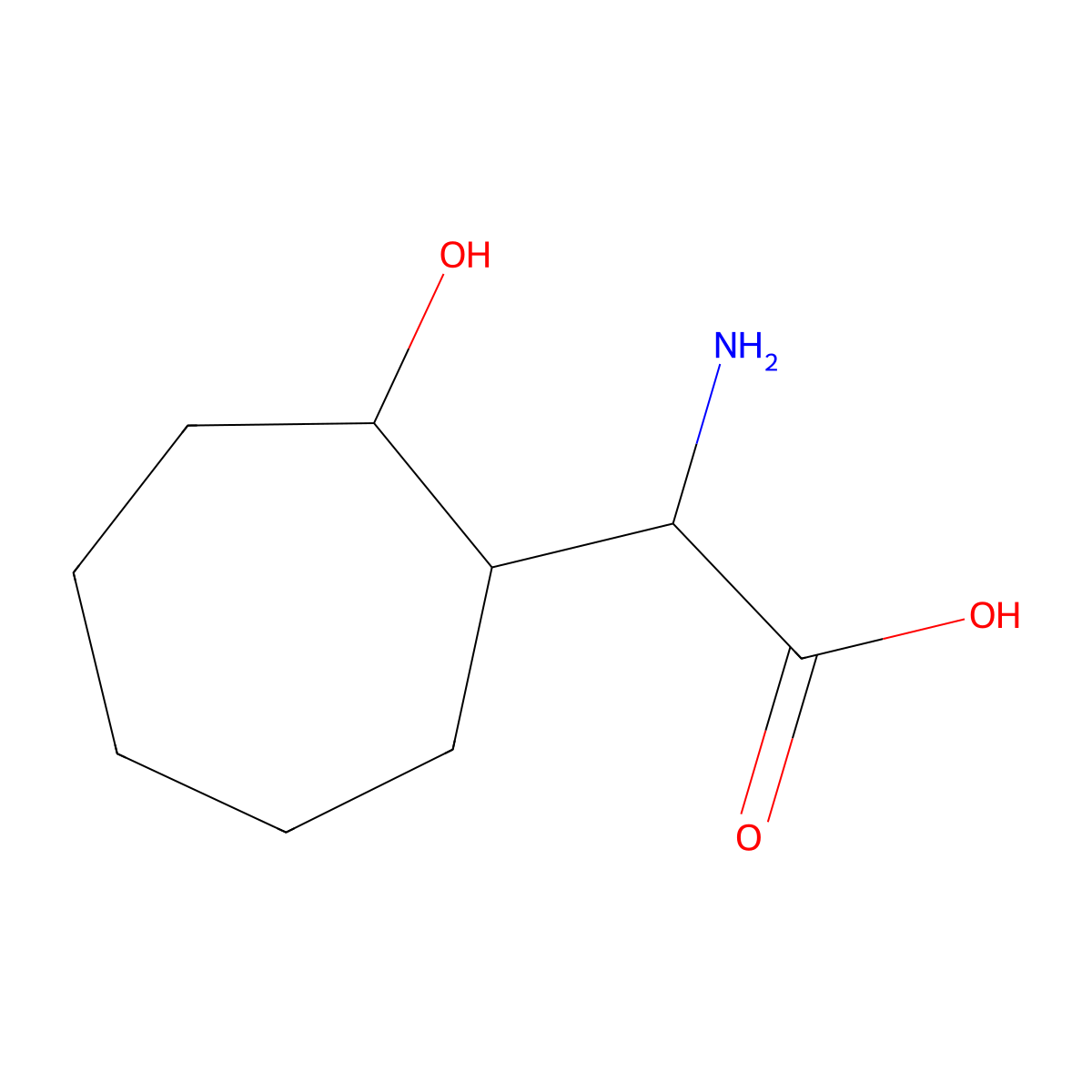 (2S)-2-Amino-2-(2-hydroxycycloheptyl)acetic acid molecular structure, CAS 1254172-43-4