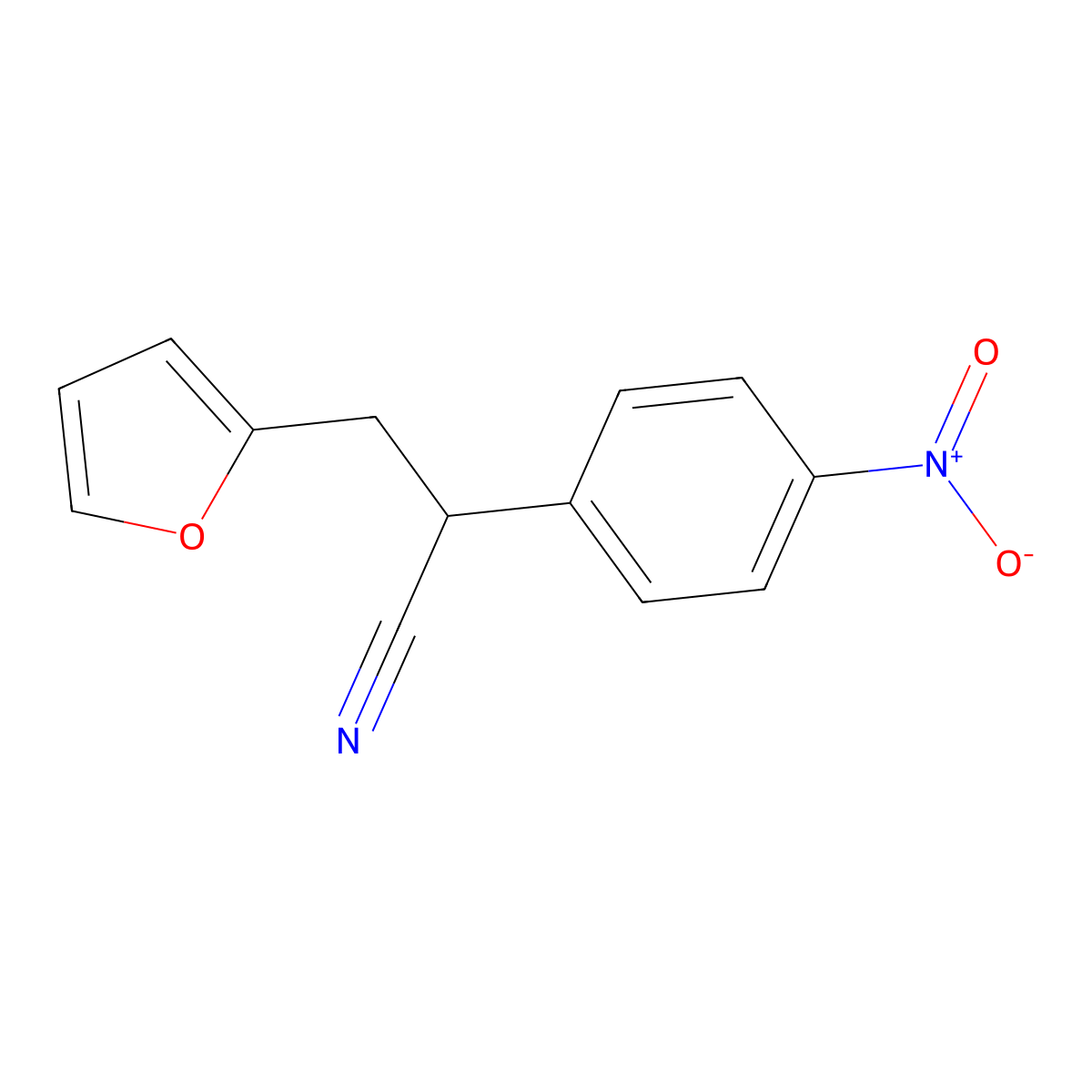 3-(Furan-2-yl)-2-(4-nitrophenyl)propanenitrile molecular structure, CAS 1254177-56-4
