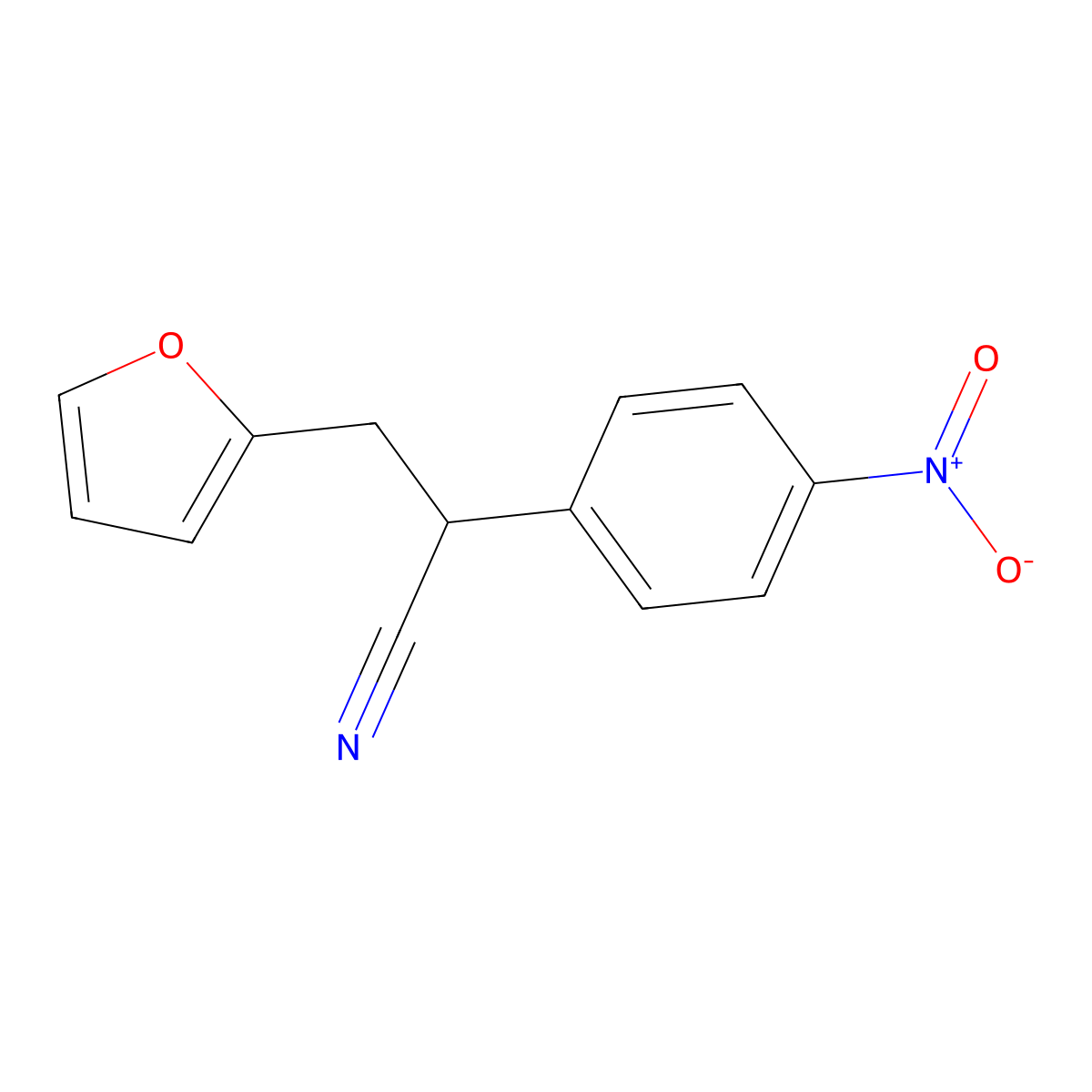 3-(Furan-2-yl)-2-(4-nitrophenyl)propanenitrile molecular structure, CAS 1254177-56-4