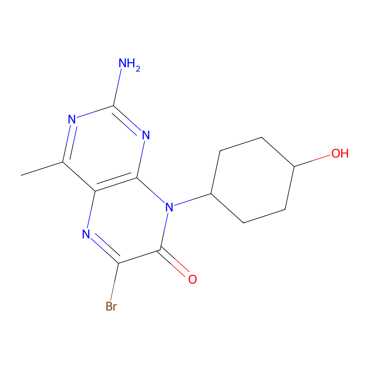 2-Amino-6-bromo-8-(4-hydroxycyclohexyl)-4-methyl-pteridin-7-one molecular structure, CAS 1254179-16-2