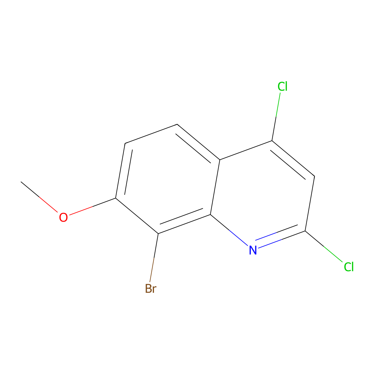 8-Bromo-2,4-dichloro-7-methoxyquinoline molecular structure, CAS 1254256-54-6