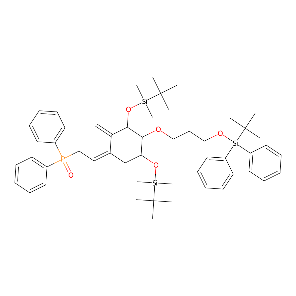 ((Z)-2-((3R,4R,5R)-3,5-Bis((tert-butyldimethylsilyl)oxy)-4-(3-((tert-butyldiphenylsilyl)oxy)propoxy)-2-methylenecyclohexylidene)ethyl)diphenylphosphine oxide molecular structure, CAS 1254276-84-0