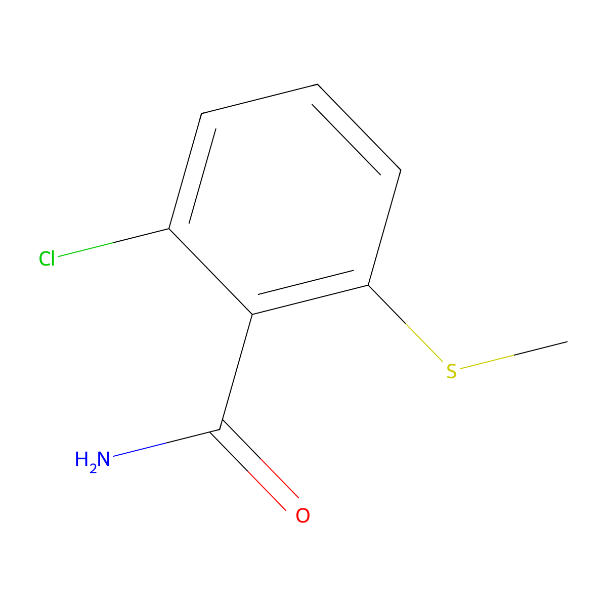 2-Chloro-6-(methylsulfanyl)benzamide molecular structure, CAS 1254289-46-7