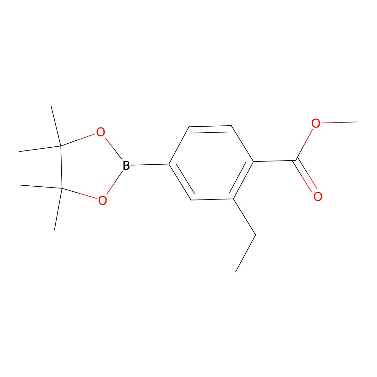Methyl 2-ethyl-4-(4,4,5,5-tetramethyl-1,3,2-dioxaborolan-2-yl)benzoate molecular structure, CAS 1254328-51-2