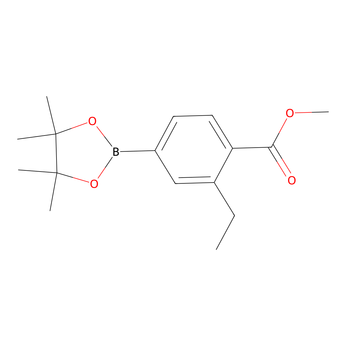 Methyl 2-ethyl-4-(4,4,5,5-tetramethyl-1,3,2-dioxaborolan-2-yl)benzoate molecular structure, CAS 1254328-51-2